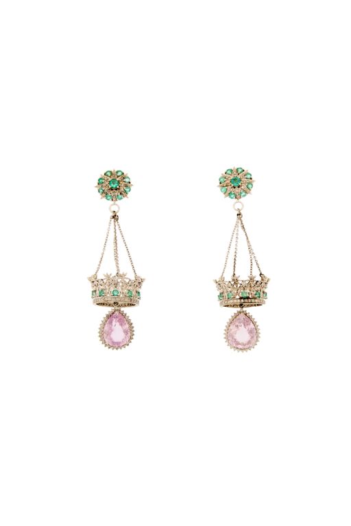 Pair of 14k Gold Multi-Gem Earrings