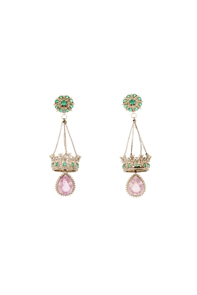 Pair of 14k Gold Multi-Gem Earrings
