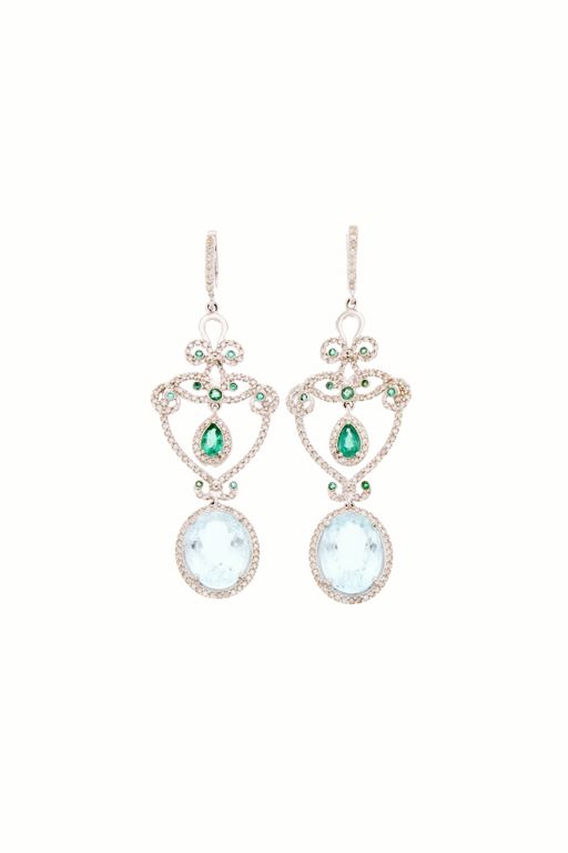 Pair of 14k Gold Multi-Gem Earrings
