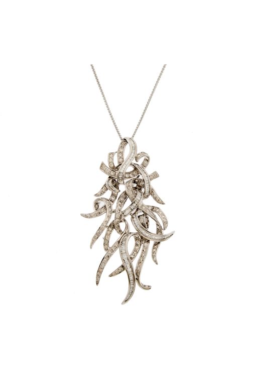 18k Gold Diamond Pendant Necklace and Brooch