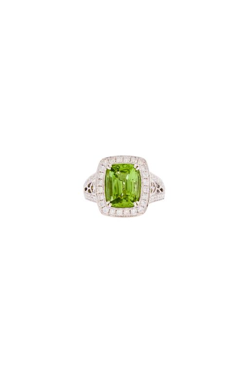 14k Gold Peridot and Diamond Ring