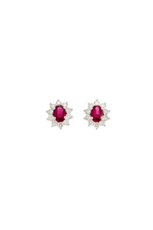 Pair of 18k Gold Ruby and Diamond Earrings