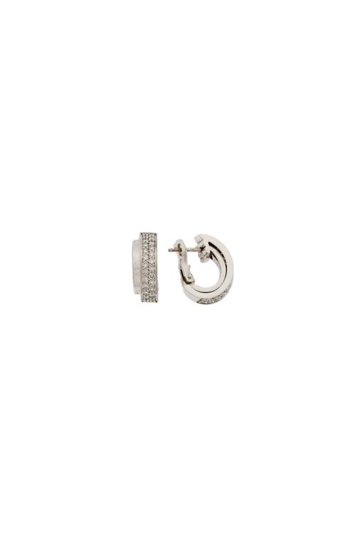 Pair of 18k Gold Diamond Hoop Earrings