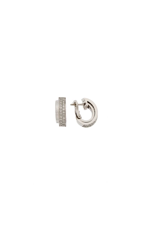 Pair of 18k Gold Diamond Hoop Earrings