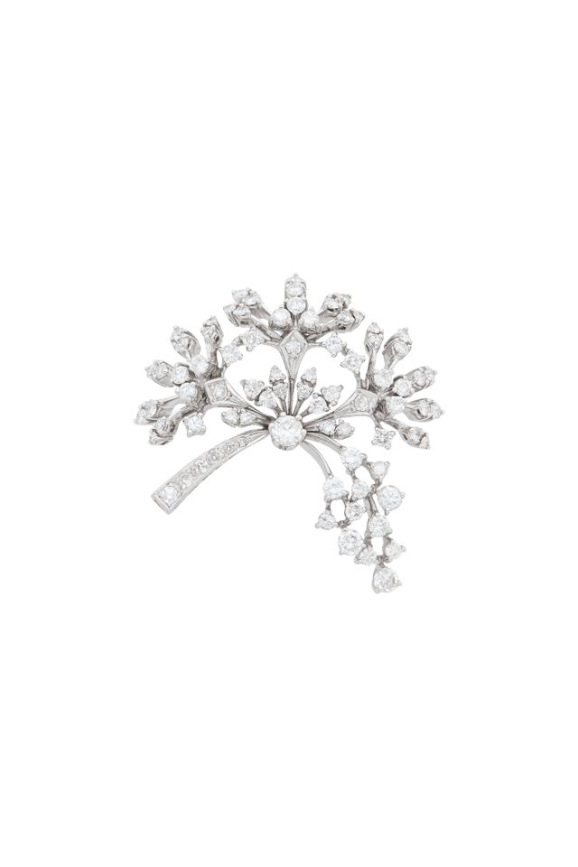 14k Gold Diamond Brooch