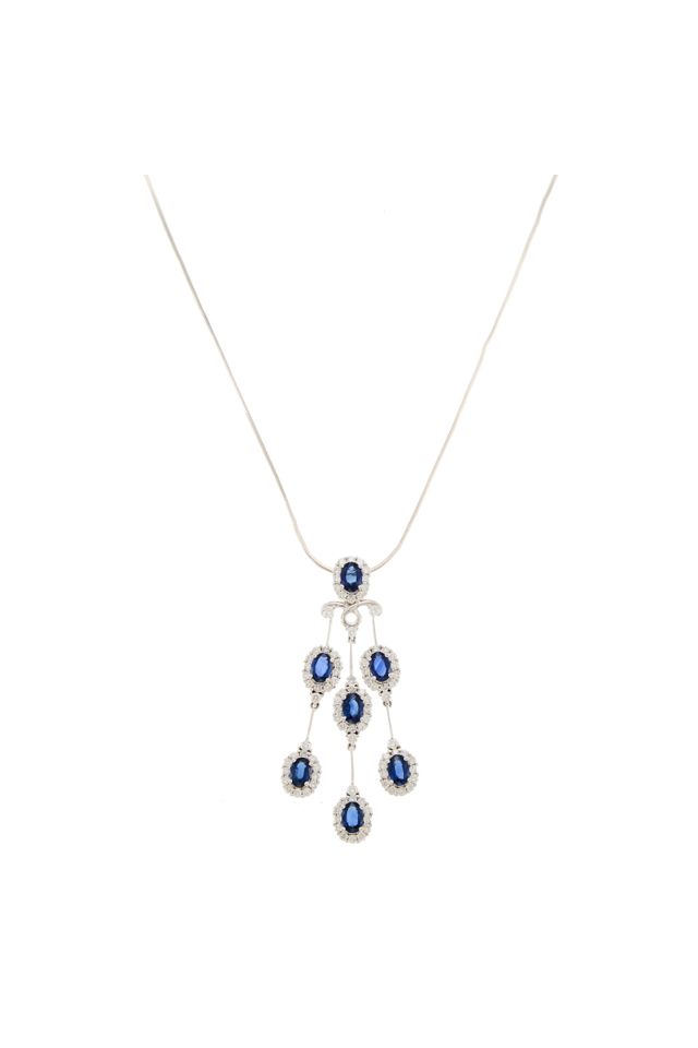 Gold Sapphire and Diamond Pendant Necklace