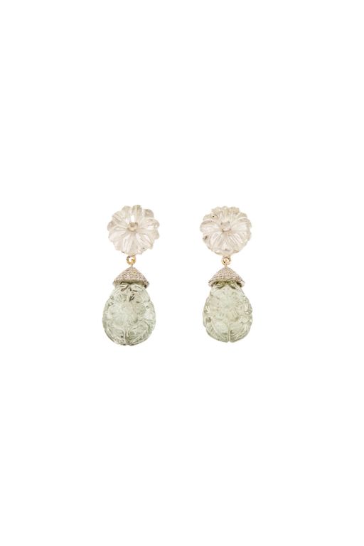 Pair of Silver and 14k Gold Multi-Gem Earrings