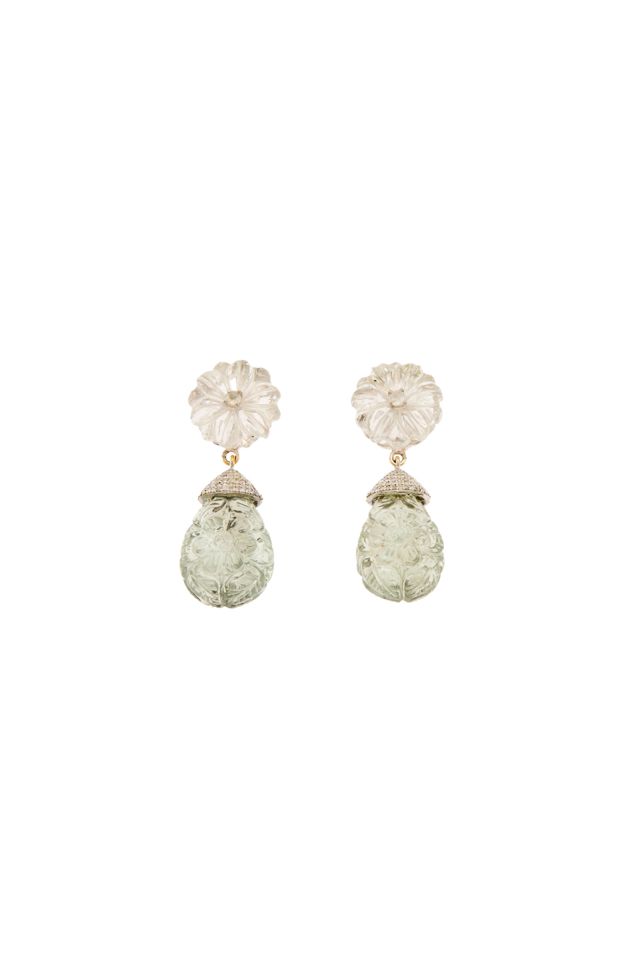 Pair of Silver and 14k Gold Multi-Gem Earrings