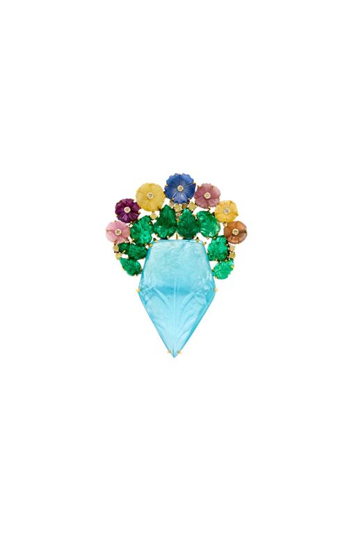 Silver Multi-Gem Brooch