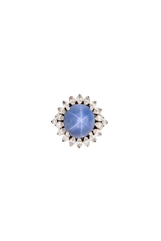 Platinum Sapphire and Diamond Ring