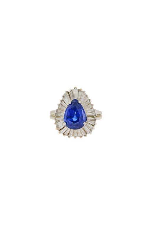 14k Gold Sapphire and Diamond Ballerina Ring