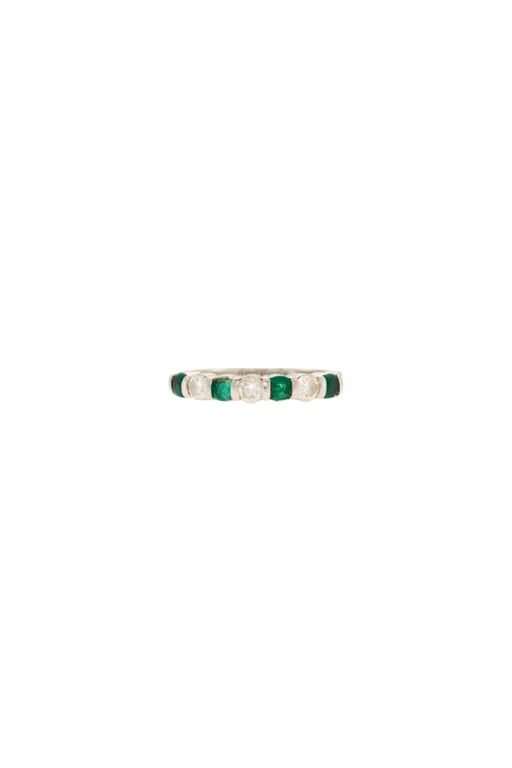 Platinum Emerald and Diamond Band Ring