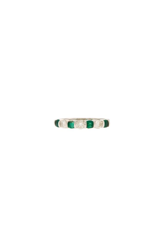 Platinum Emerald and Diamond Band Ring