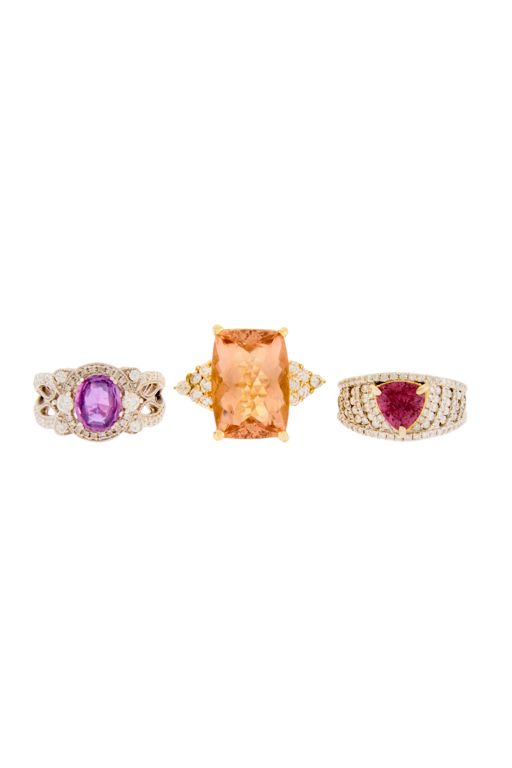 Three 14k Gold Multi-Gem Rings