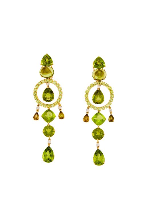 Pair of 18k Gold Multi-Gem Earrings