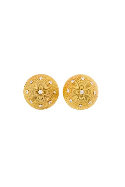 Pair of 18k Gold Diamond Dome Earrings