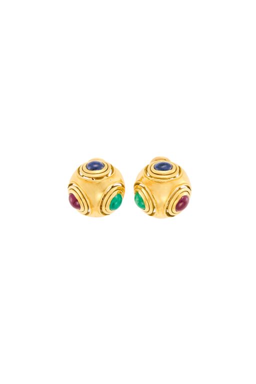 Pair of 18k Gold Multi-Gem Earrings