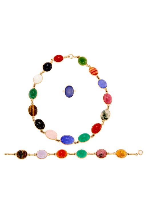 14k Gold Multi-Gem Jewelry Set