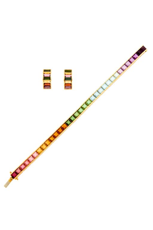 18k Gold Multi-Gem Jewelry Set