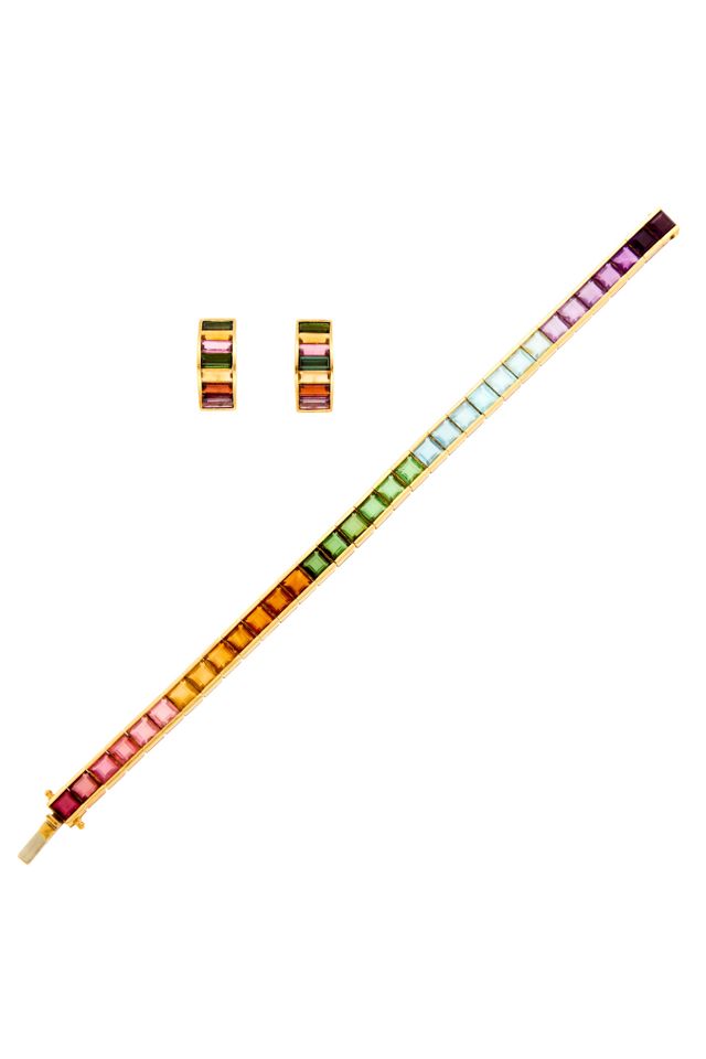 18k Gold Multi-Gem Jewelry Set