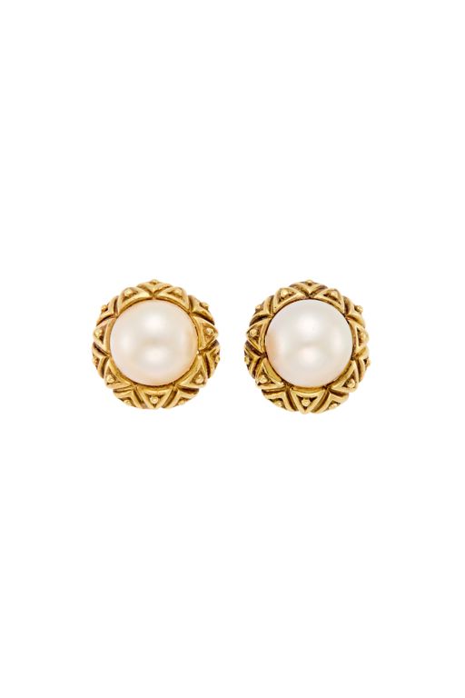 Pair of 14k Gold Pearl Earrings