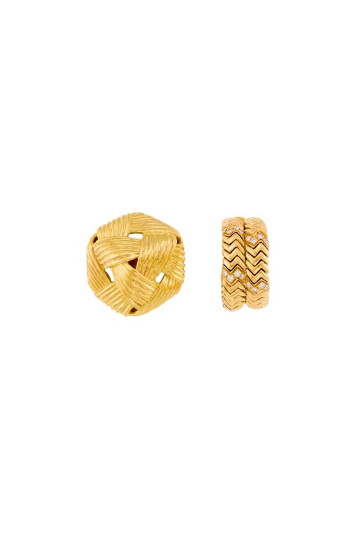 Two 18k Gold and Diamond Earrings