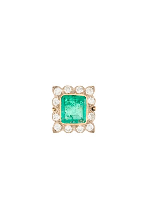 14k Gold Emerald and Diamond Ring