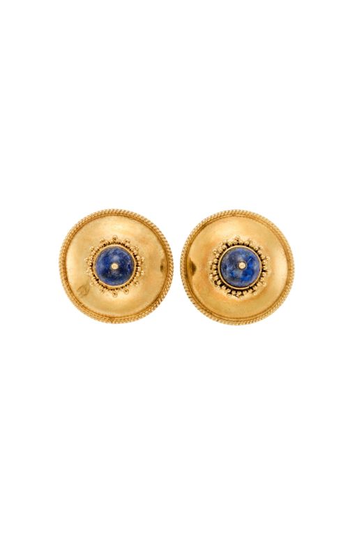 Pair of 18k Gold Lapis Lazuli Earrings