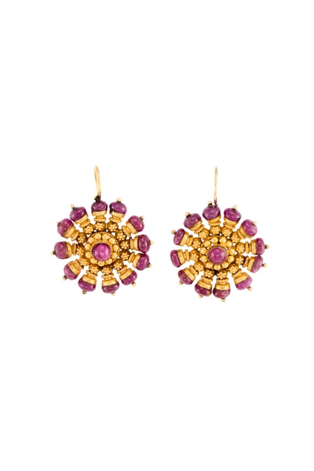Pair of Gold Ruby Earrings