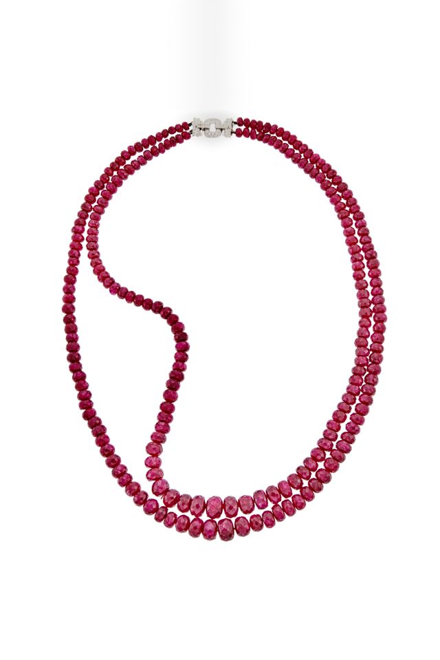 14k Gold Ruby and Diamond Necklace