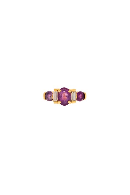 14k Gold Amethyst and Diamond Ring