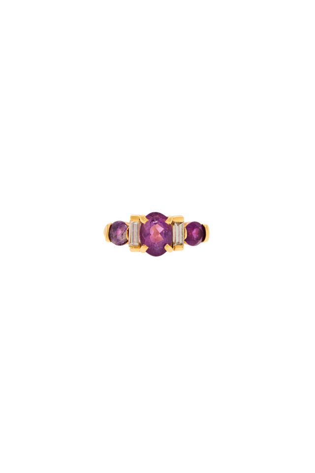 14k Gold Amethyst and Diamond Ring