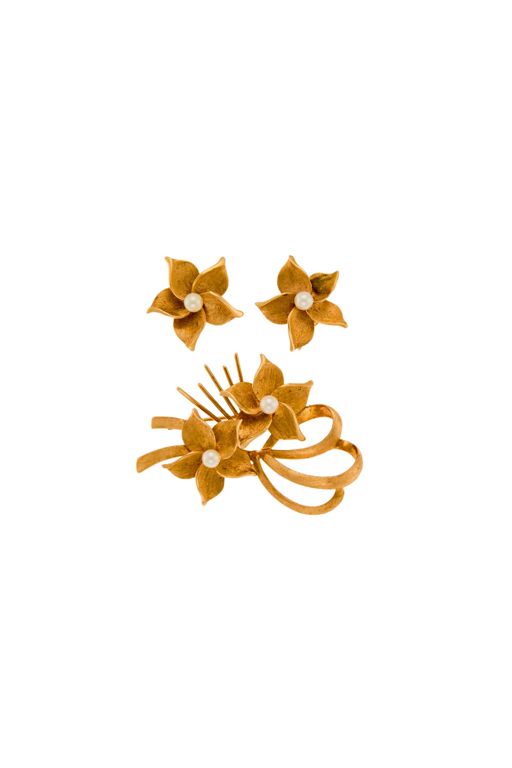 14k Gold Pearl Jewelry Set