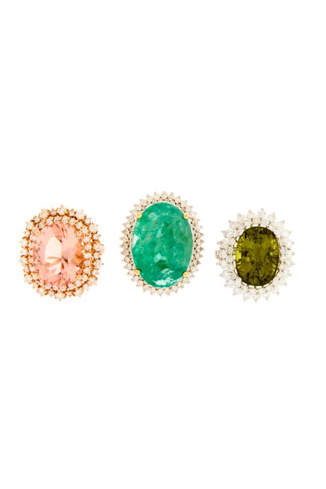 Three 14k Gold Multi-Gem Rings