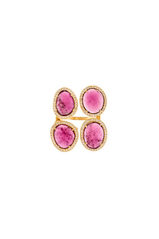 18k Gold Tourmaline and Diamond Ring