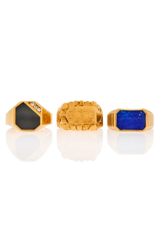Three 14k Gold Multi-Gem Rings