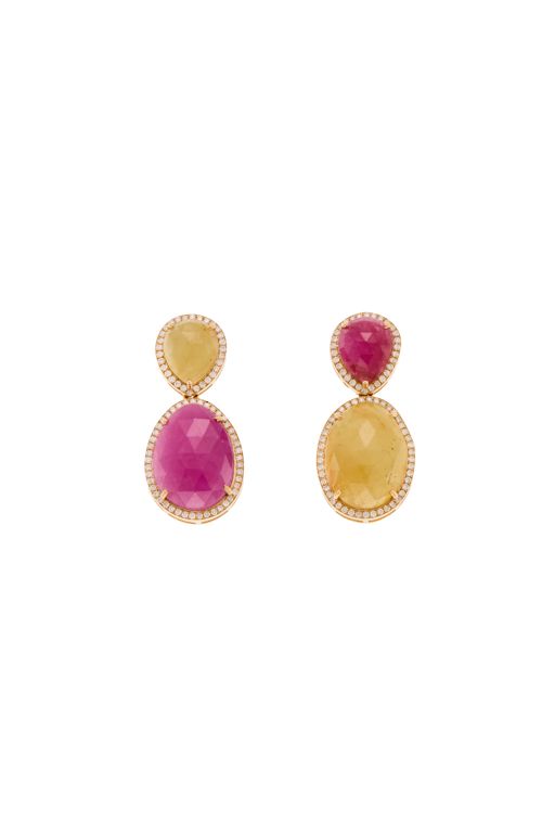 Pair of 18k Gold Sapphire and Diamond Earrings