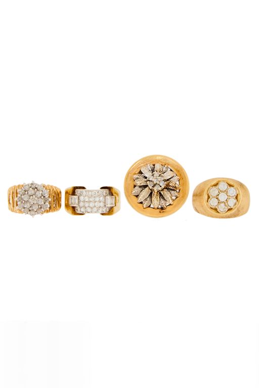Four Gold Diamond and Simulated Diamond Rings