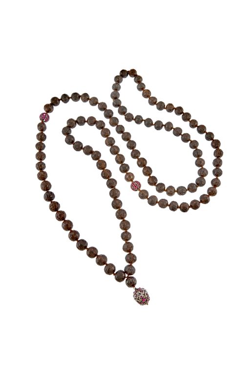 Silver Diamond and Ruby Necklace