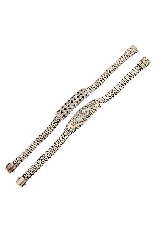 Two Silver and Gold Topaz and Diamond Bracelets