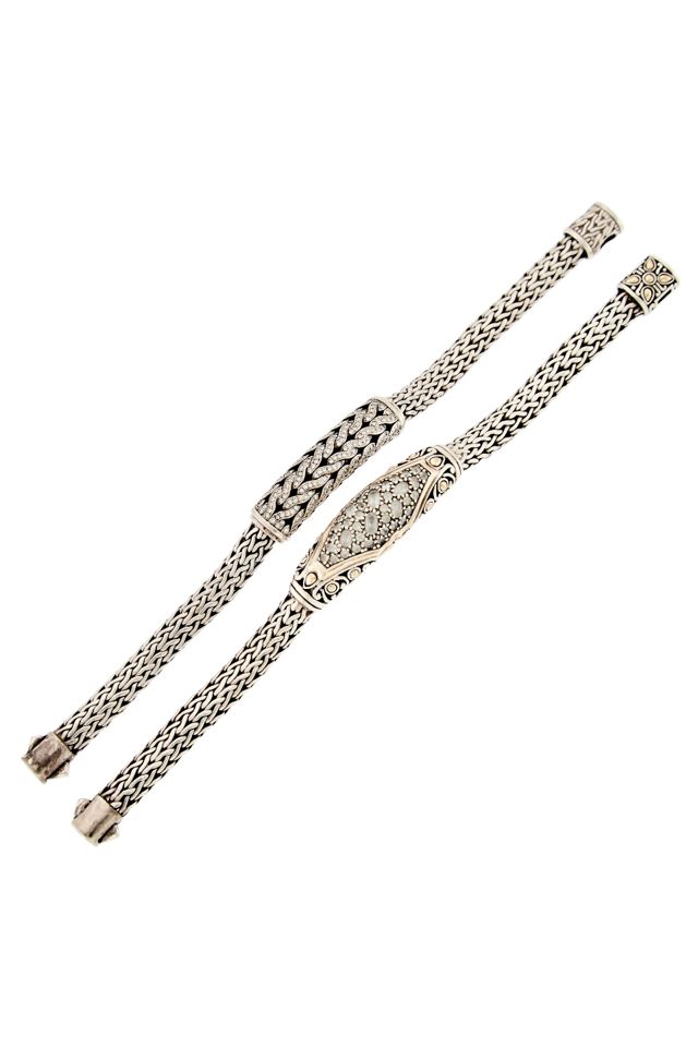Two Silver and Gold Topaz and Diamond Bracelets