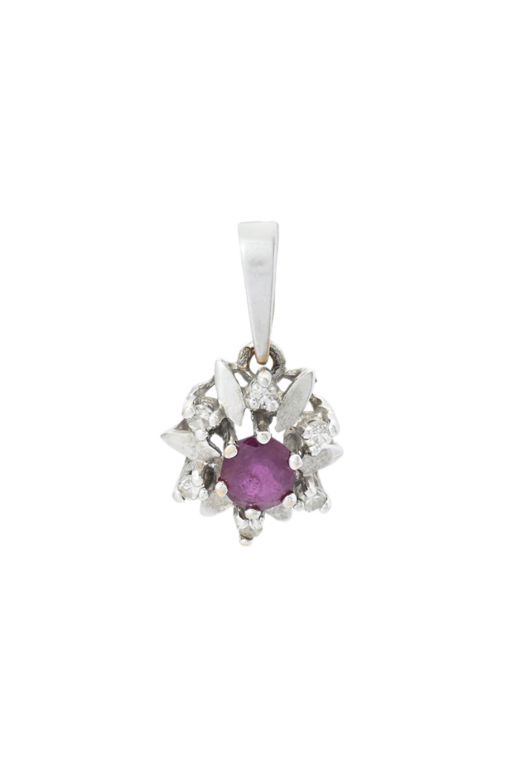 18k Gold Ruby and Diamond Pendant