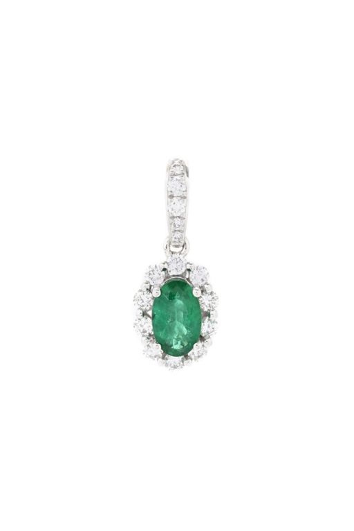 18k Gold Emerald and Diamond Pendant
