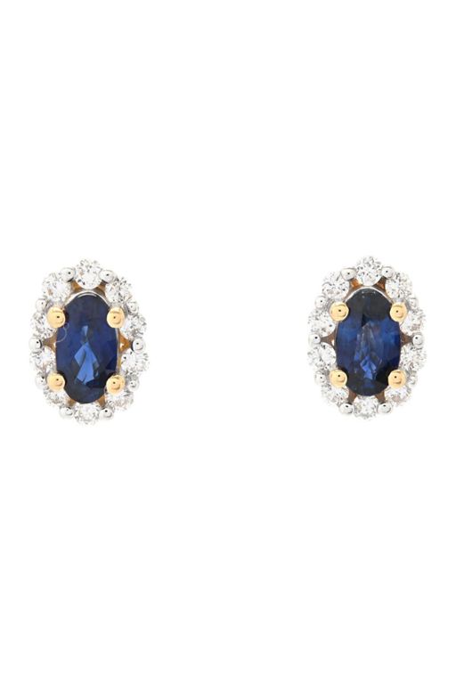 Pair of 18k Gold Sapphire and Diamond Earrings