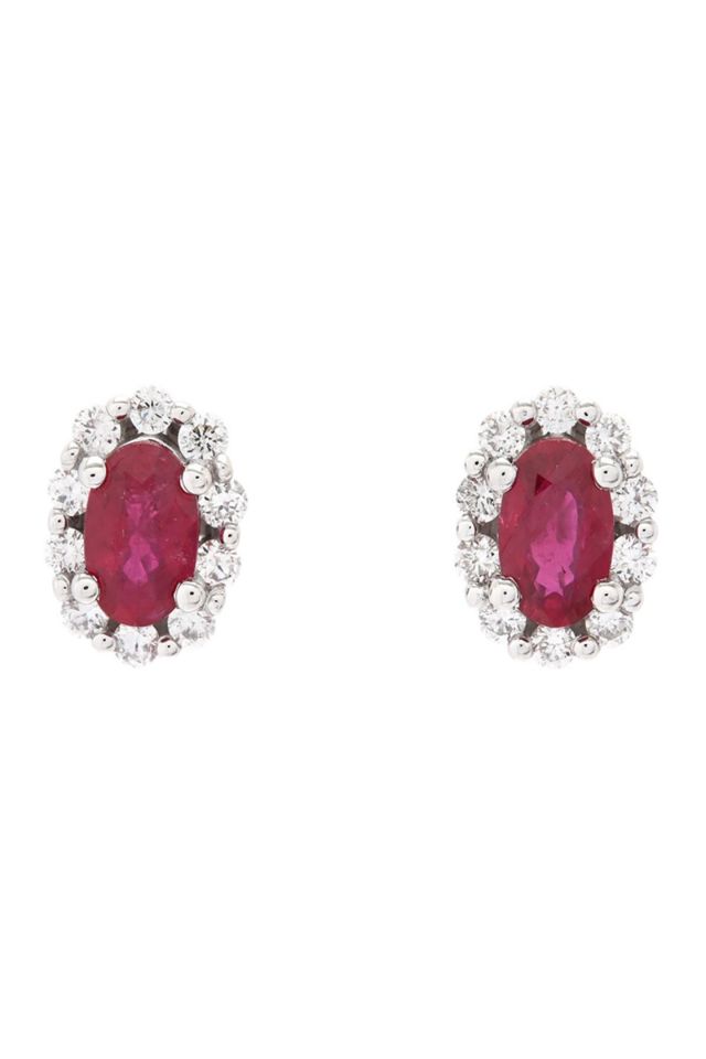 Pair of 18k Gold Ruby and Diamond Earrings