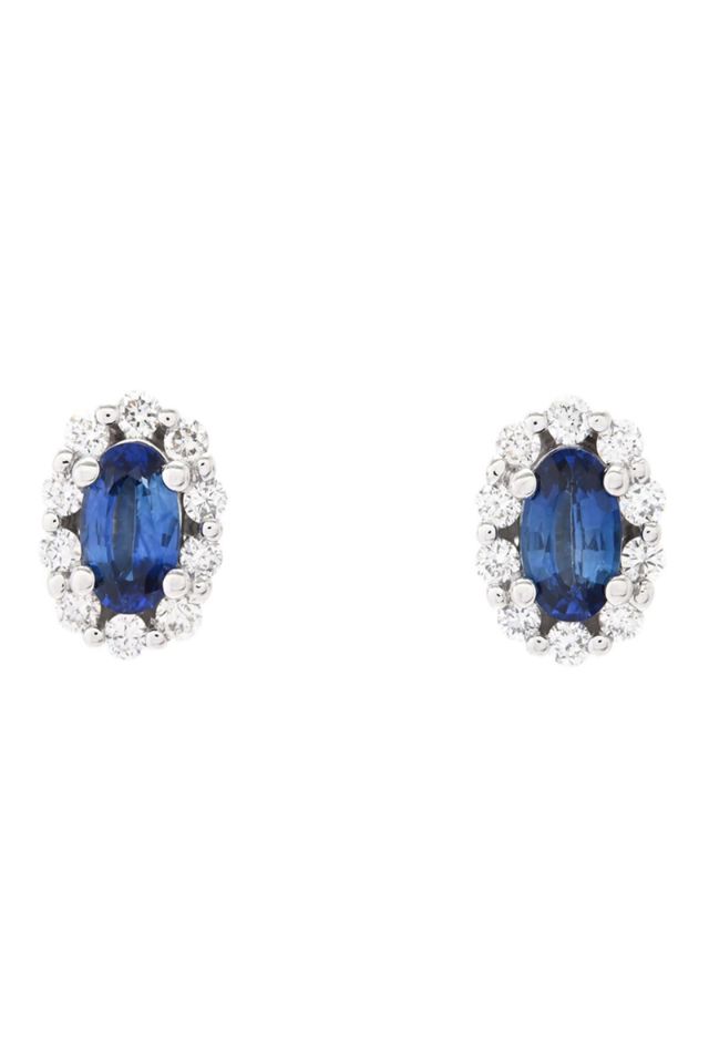 Pair of 18k Gold Sapphire and Diamond Earrings