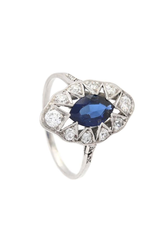 Platinum Sapphire and Diamond Ring