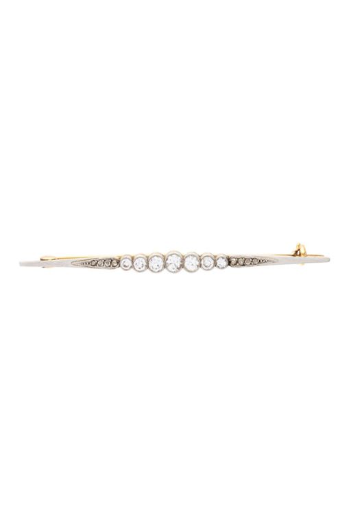 18k Gold and Platinum Diamond Brooch