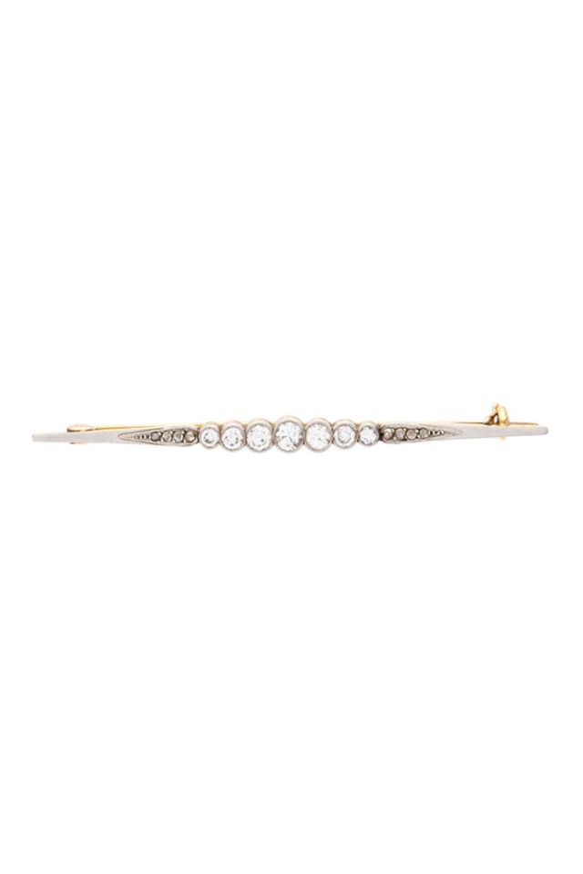 18k Gold and Platinum Diamond Brooch