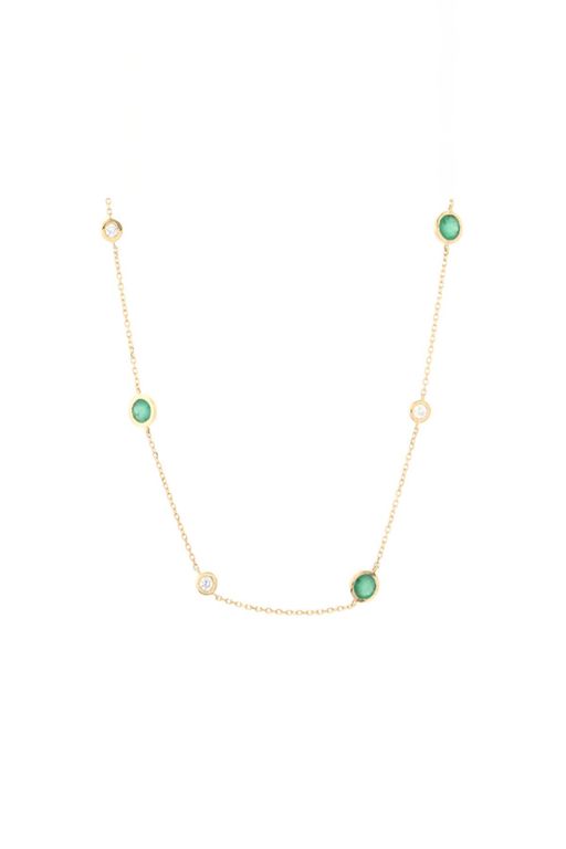 18k Gold Emerald and Diamond Necklace